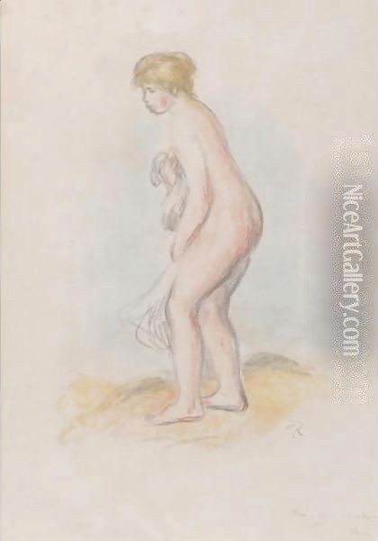 Baigneuse Debout, En Pied Oil Painting - Pierre Auguste Renoir