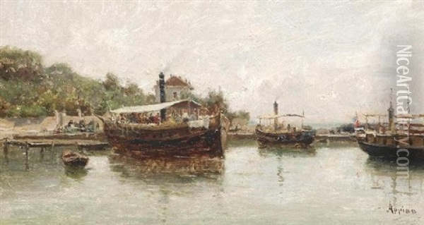 Kleiner Hafen An Der Sudfranzosischen Kuste Oil Painting - Adolphe Appian