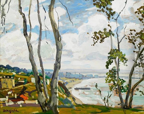 View Of The Bay (believed To Be Santamonica) Oil Painting - Walter Elmer Schofield