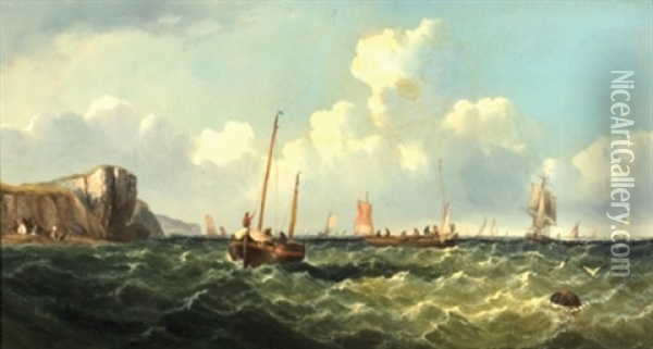 The English Channel Off The Cliffs Of Dover Oil Painting - John Wilson