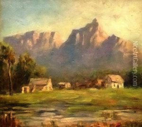 A Farm Near Drakensberg Park, 
Sa Oil Painting - Edward C. Churchill Mace
