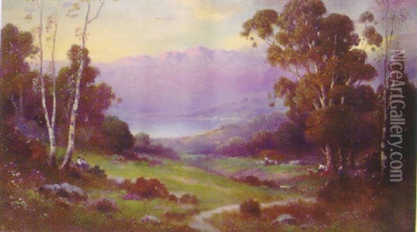 California Landscape With Figures Oil Painting - Alexis Matthew Podchernikoff