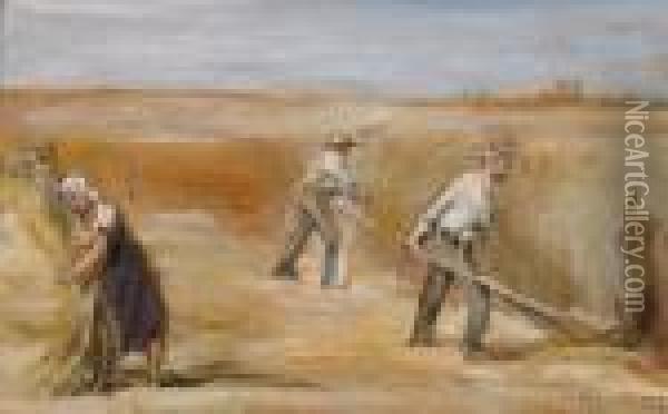 Il Raccolto Del Grano-mietitori Oil Painting - Max Liebermann