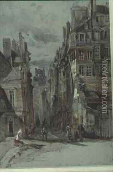 Street Scene, Old Paris Oil Painting - Henry William Burgess