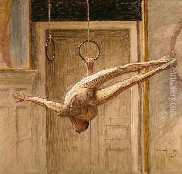 Ring Gymnast No 2 Oil Painting - Eugene Jansson