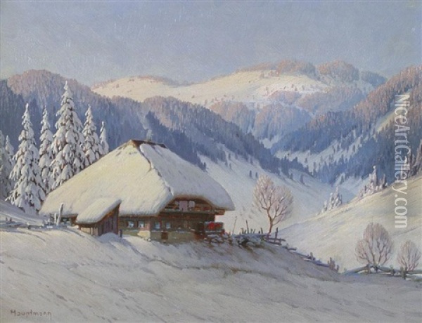 Winterlandschaft Im Schwarzwald Oil Painting - Karl Hauptmann