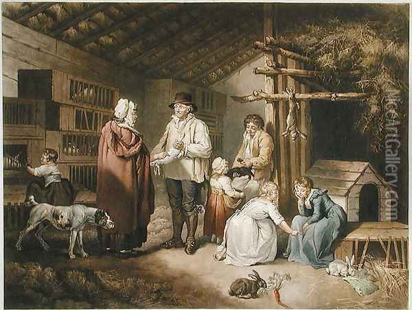 Selling Rabbits, engraved by William Ward (1766-1826) 1796 Oil Painting - James Ward