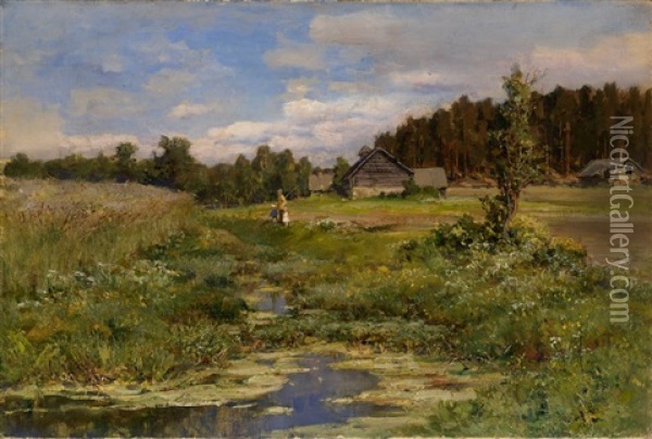 Summer Landscape Oil Painting - Yuliy Yulevich (Julius) Klever