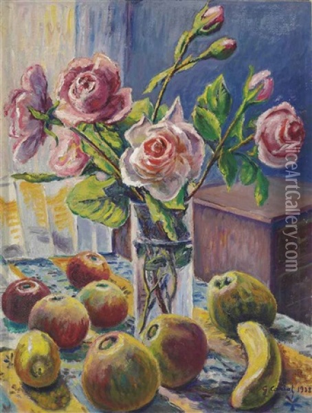Fleurs Et Fruits Oil Painting - Gustave Camille Gaston Cariot