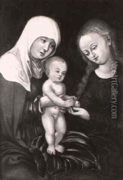 La Vierge Et L'enfant Jesus Avec Sainte Anne Oil Painting - Lucas Cranach the Elder