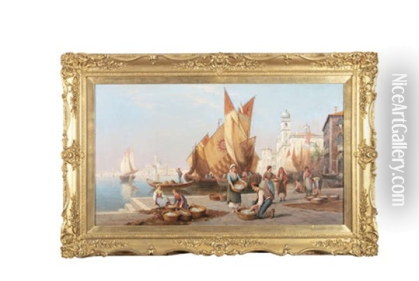 Venetian Fish Sellers Oil Painting - Arthur Trevor Haddon