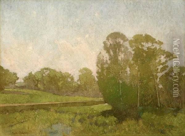 Stream In Landscape Oil Painting - Emil Carlsen