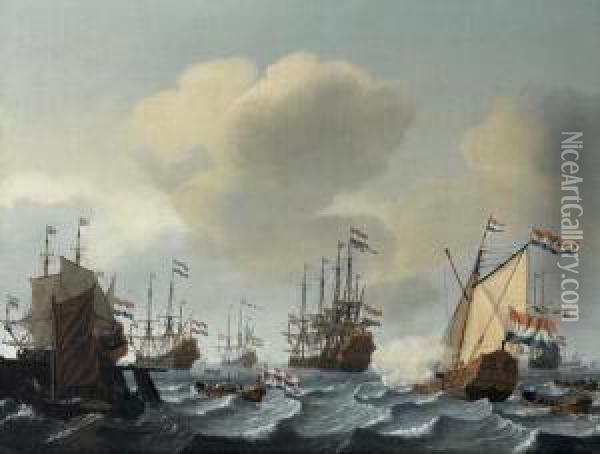 Navires En Mer Oil Painting - Jacobus Storck