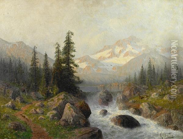 Alpine Landscape Oil Painting - Karl Eugen Felix