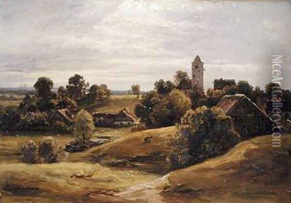 Village near Dachau 1859 Oil Painting - Christian Morgenstern