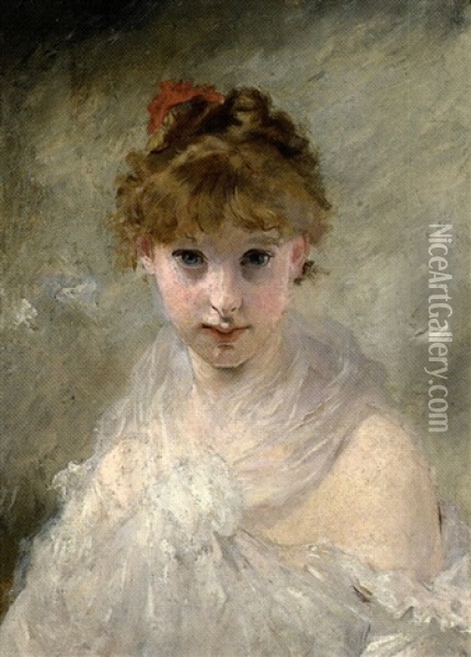 Portrait De Jeune Fille En Buste Oil Painting - Charles Joshua Chaplin