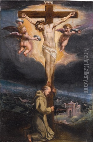 Der Heilige Franziskus Im Gebet Oil Painting - Ferrau Fenzoni