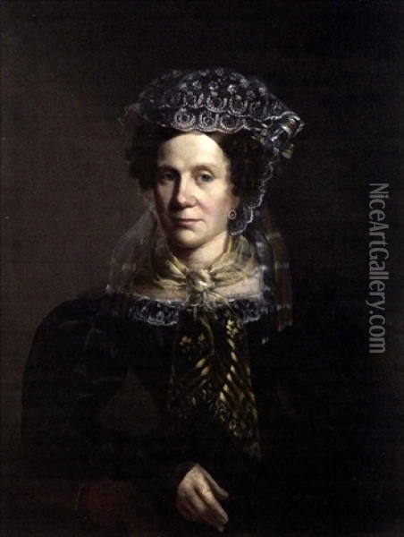 Portrait Of A Man (+ Portrait Of A Woman; Pair) Oil Painting - Joseph Greenleaf Cole