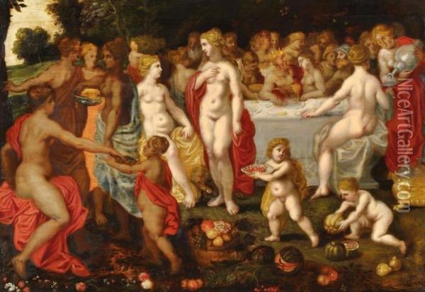Gottermahl Bei Der Hochzeit Von Peleus Und Thetis Oil Painting - Hendrik van Balen