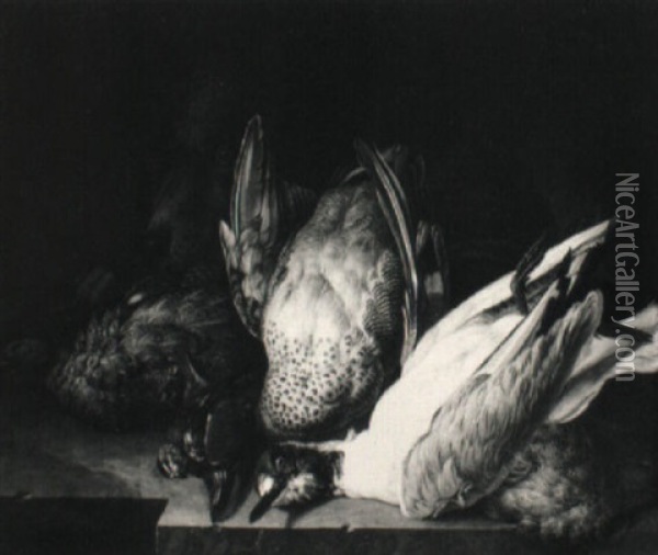 Jagdstilleben Mit Erlegten Vogeln Und Einem Korb Oil Painting - Michael Johann Schnitzler