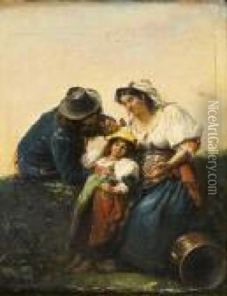 Famille Napolitaine Oil Painting - Edouard J. Emile Brandon
