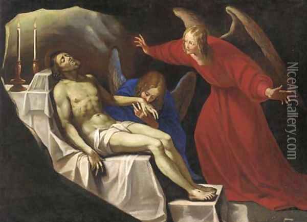 Angels lamenting over the Body of Christ Oil Painting - Orazio Gentileschi