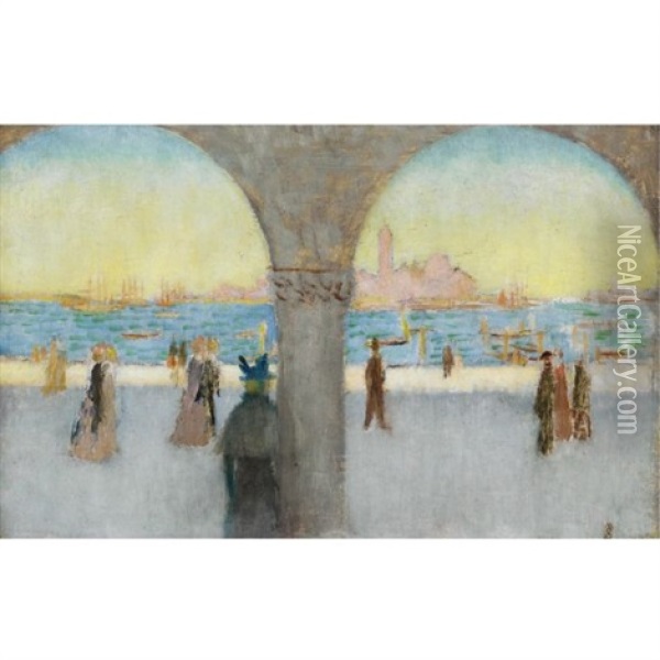 Venise-petite Vue Sous Les Arcades Oil Painting - Maurice Denis