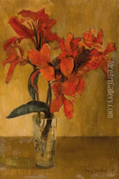 Still Life With Orange Orchids Oil Painting - Frans David Oerder