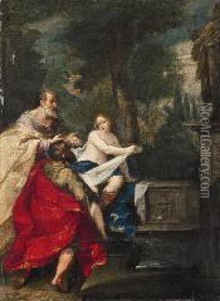 Susanna E I Vecchioni Oil Painting - Giovanni Gioseffo da Sole