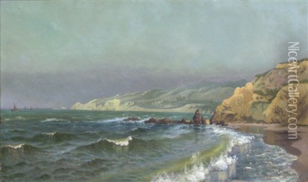 Coastal Scene Oil Painting - Marius Dahlgren