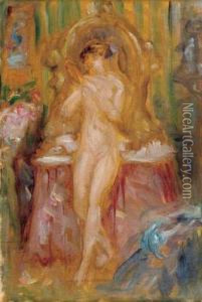 Nu Au Miroir Oil Painting - Georges Alfred Bottini