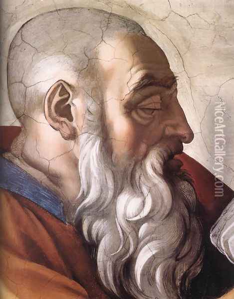 Zechariah (detail-1) 1509 Oil Painting - Michelangelo Buonarroti