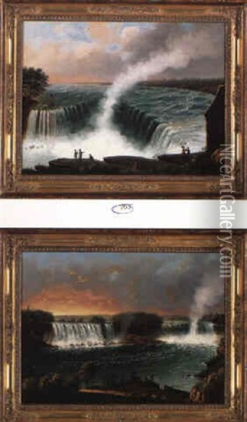 Niagara Falls Oil Painting - Nicolino V. Calyo