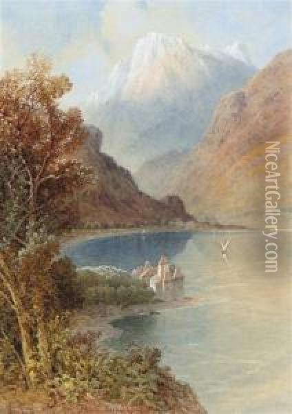 View Of Chateau De Chatillon, Lake Geneva Oil Painting - Edward M. Richardson