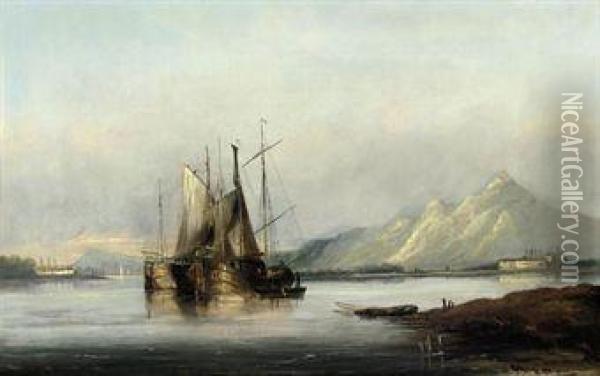 View On The Forth Off Dungal Between Kincardine And Dunmore Oil Painting - John R. Prentice