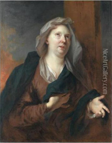 Portrait De Femme, Dit Portrait Presume De Madame De Maintenon Oil Painting - Nicolas de Largillierre