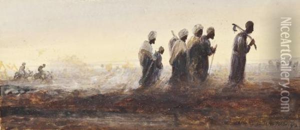 Arab Workers Returning From The Fields Oil Painting - Henry Andrew Harper