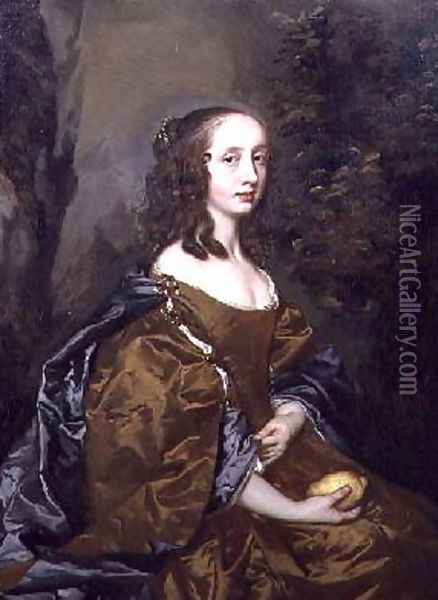 Portrait of a lady with a lemon Oil Painting - Sir Peter Lely