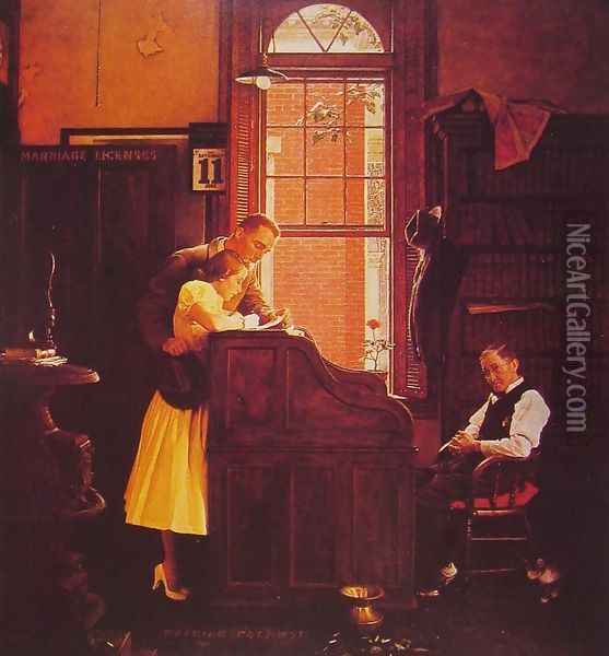 Marriage License Oil Painting - Norman Rockwell