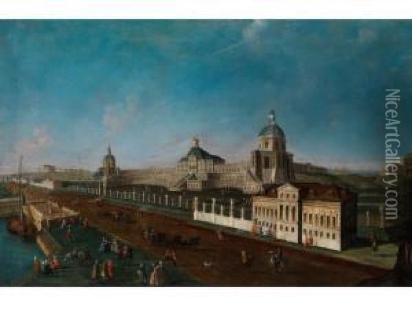 Ansicht Eines Spanischen Barockpalastes(konglicher Palast Von Aranjuez) Oil Painting - Francesco Battaglioli