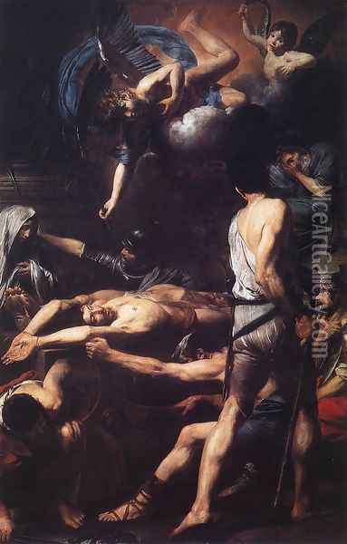 Martyrdom of St Processus and St Martinian 1629 Oil Painting - Jean de Boulogne Valentin