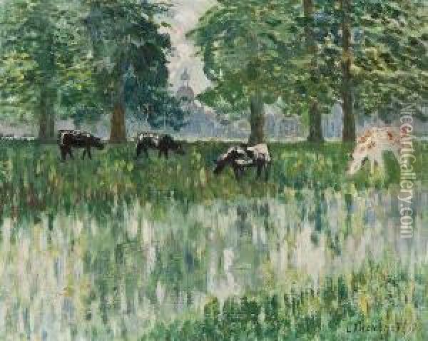 Vaches Dans Un Paysage A Halle Oil Painting - Louis Thevenet