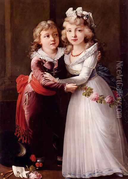 Portrait Of A Young Boy And Girl Oil Painting - Joseph Dorffmeister