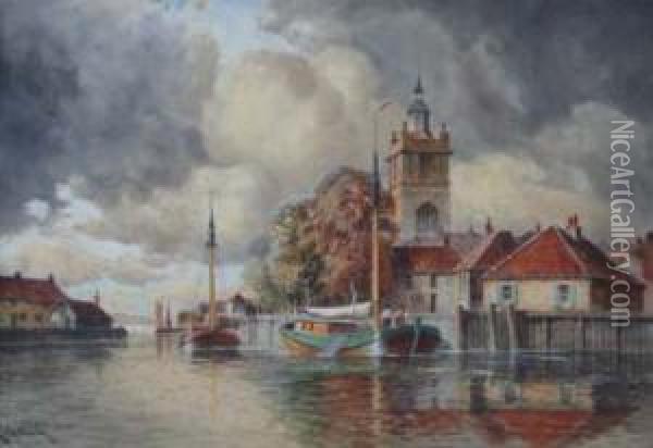 Dutch River Scene Oil Painting - Norris Fowler Willatt