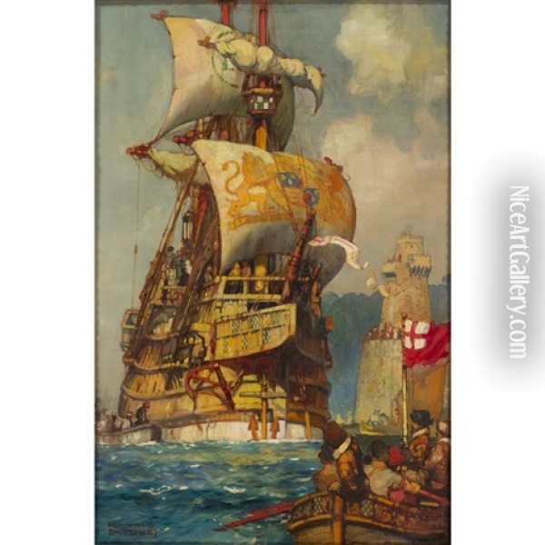 The Return Of The English Ships Oil Painting - Kenneth Shoesmith