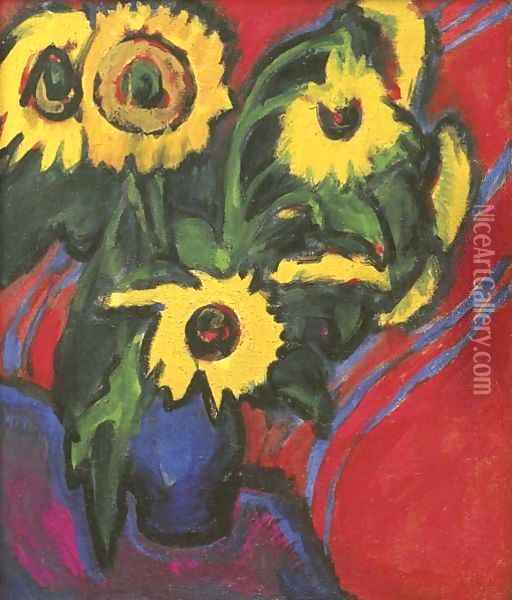 Sonnenblummen Oil Painting - Ernst Ludwig Kirchner