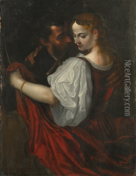 Dancing Couple With A Viola Da Gamba Oil Painting - Joseph Heintz the Elder