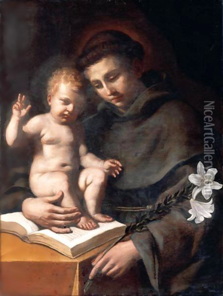 St Anthony of Padua with the Infant Christ 1656 Oil Painting - Giovanni Francesco Barbieri