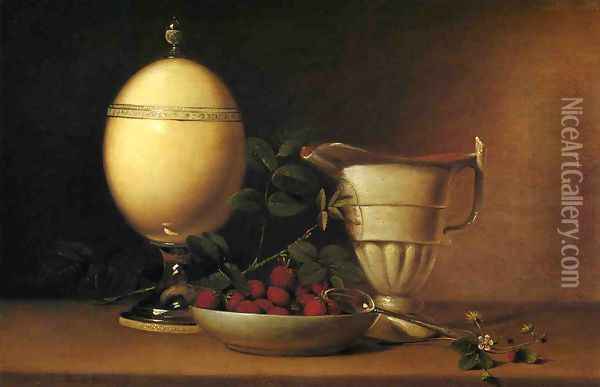 Still Life with Strawberries and Ostrich Egg Cup Oil Painting - Raphaelle Peale