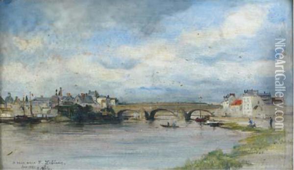 A River Landscape With A Bridge Oil Painting - Robert Charles Gustave Laurens Mols
